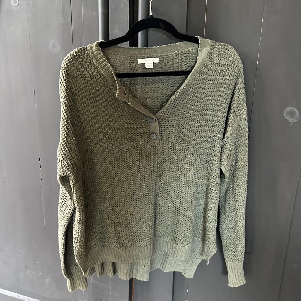 American Eagle waffle knit sweater - XS oversized - green
